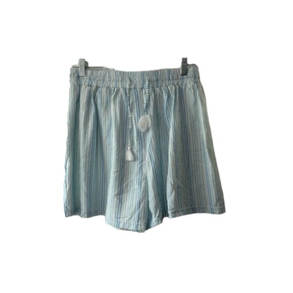 BCBGeneration Blue & White Striped High-Waisted Tassel Shorts Sz Medium NEW - Picture 1 of 7